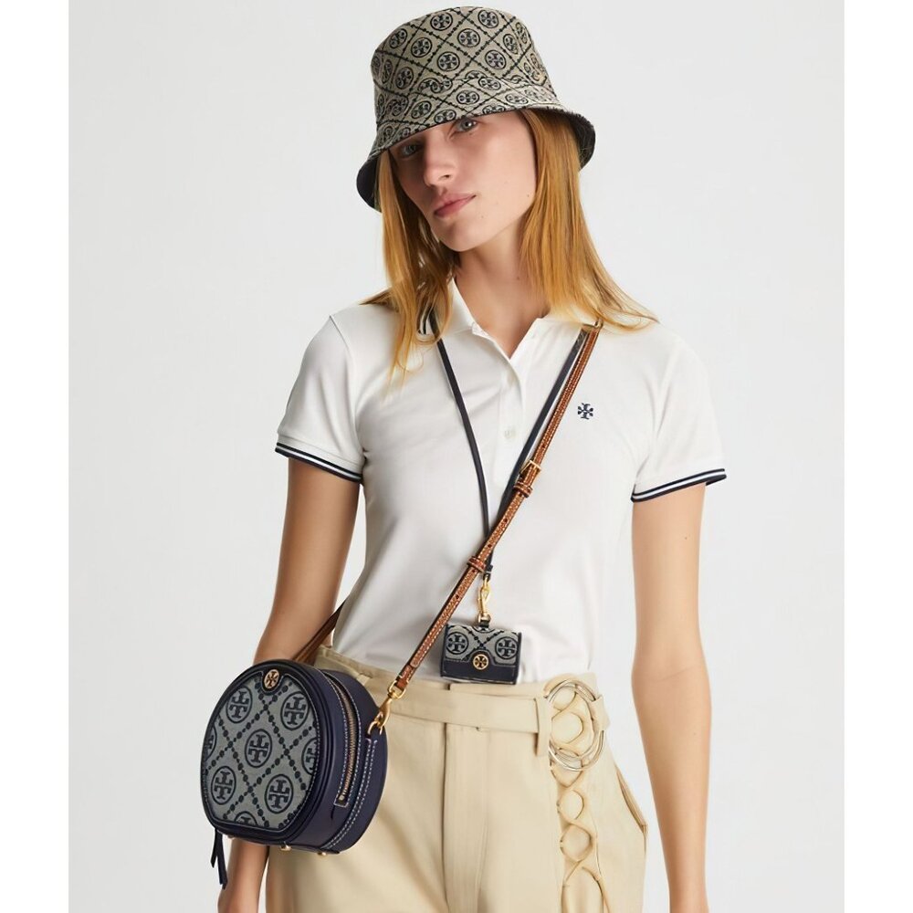 Tory Burch T Monogram Jacquard Moon Crossbody Bag Blue